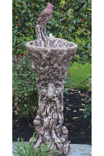 Cardinal Fountainette Woodland Sculpture Greenman Natural Artwork